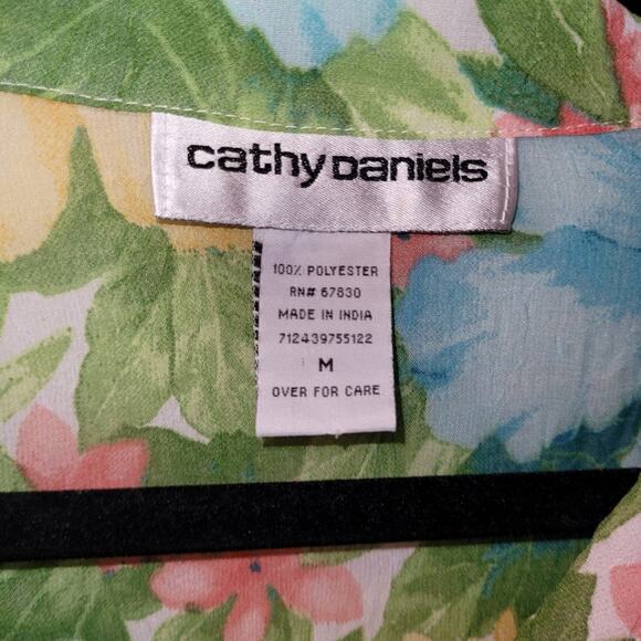 Vtg Semi Sheer Tropical Floral Button-Up Shirt Sz M Summer Vacation GrandmaCore - Picture 3 of 7